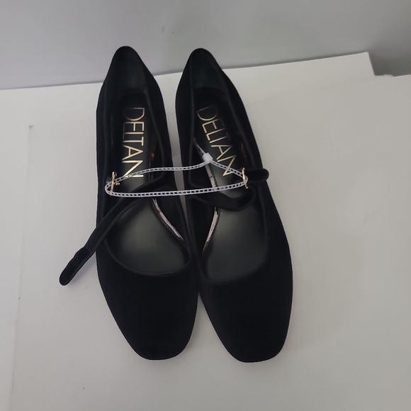 Deltan Grace Velvet Mary Jane Tortoise Block Heel Pumps - Picture 3 of 8